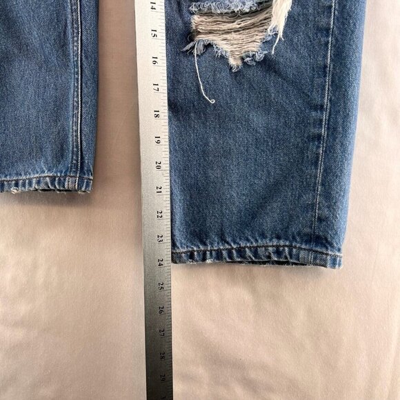 Express Jeans Womens Size 2 Dad Jean High Rise Distressed Cropped Denim Blue - Picture 10 of 10